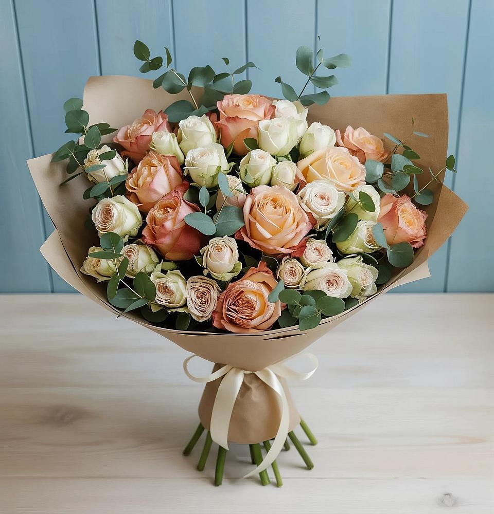 Букет цветов из: Альстромерии и Розы в Натухаевской