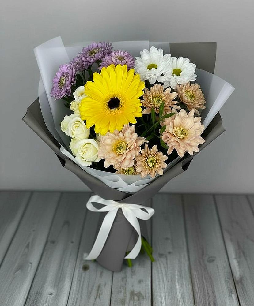 Букет цветов из: Розы, Герберы и Хризантемы в Натухаевской