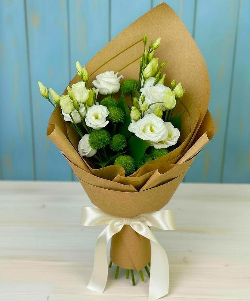 Букет цветов из: Хризантемы и Лизиантусы в Натухаевской