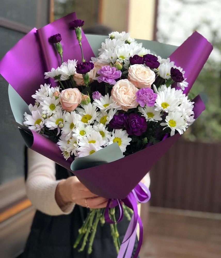 Букет цветов из: Хризантемы, Гвоздики и Розы в Натухаевской