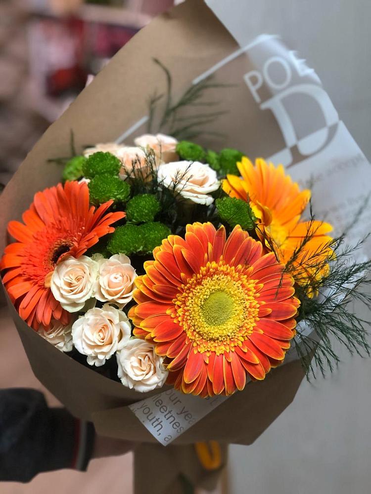Букет цветов из: Герберы, Хризантемы и Розы в Натухаевской